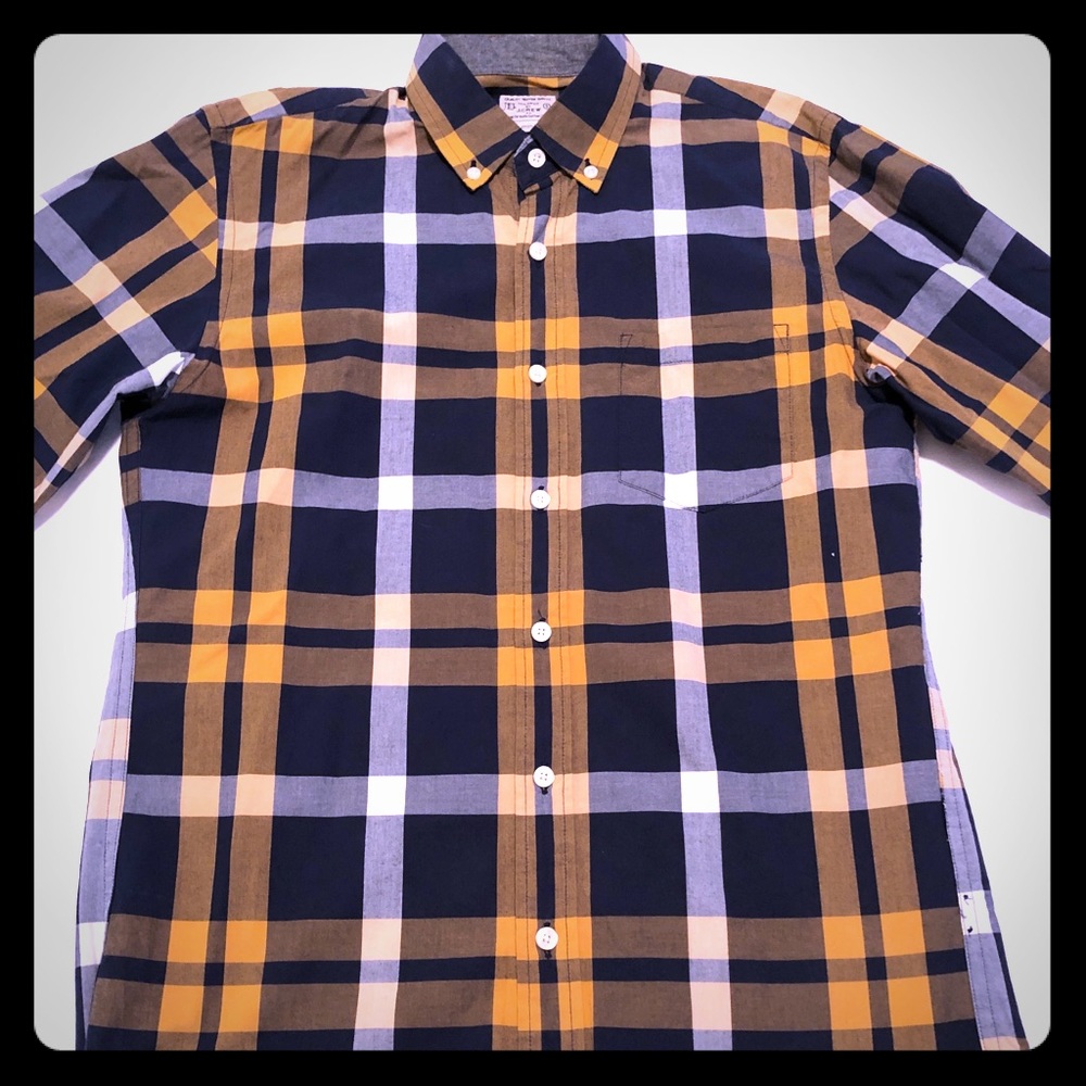 Blue and Yellow J Crew Men’s Patterned Button Down